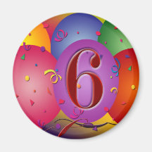 Happy 6th Birthday Balloons! Magnet