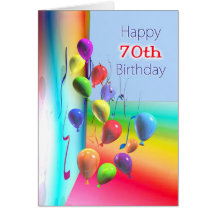 Happy 70th Birthday Balloon Wall Cards