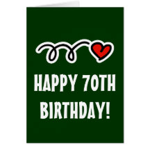 Happy 70TH Birthday - Greeting Card with heart