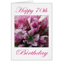 Happy 70th Birthday Pink and Green Flower Cards