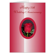 Happy 75th Wedding Anniversary Card Red Rose