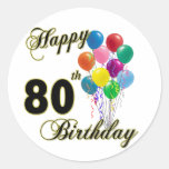 Happy 80th Birthday Gifts and Birthday Apparel Stickers