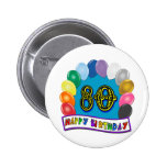 Happy 80th Birthday with Balloons Button