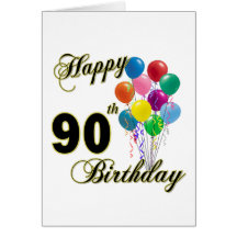 Happy 90th Birthday Gifts and Birthday Apparel Greeting Cards