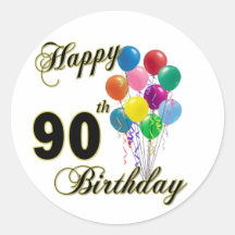 Happy 90th Birthday Gifts and Birthday Apparel Round Sticker