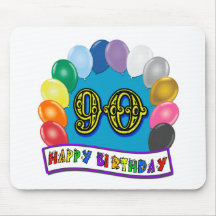 Happy 90th Birthday with Balloons Mousemat