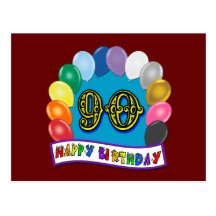 Happy 90th Birthday with Balloons Postcards