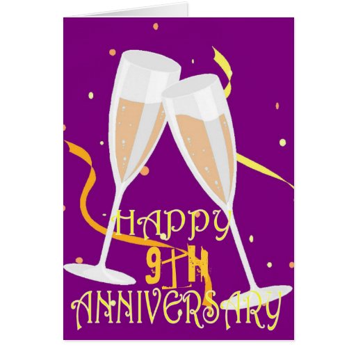 9th Wedding Anniversary Champagne Celebration Cards Zazzle 