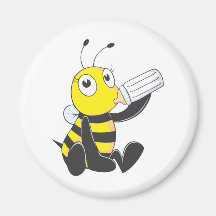 Happy Baby Bee Drinking Milk Fridge Magnet