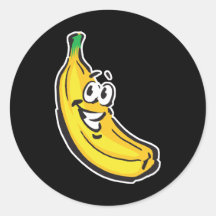 happy banana round stickers