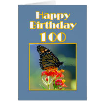 Happy Birthday 100th -  Monarch Butterfly Card