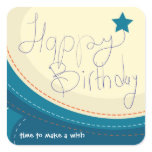 Happy Birthday abstract blue gift seal stickers