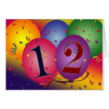 Happy Birthday balloons - 12th birthday Cards