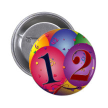 Happy Birthday balloons - 12th birthday Pins