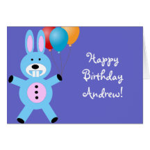 Happy Birthday Blue Bunny greeting card