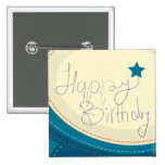 happy Birthday blue button