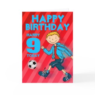 Happy Birthday boys football name & age card card