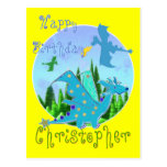 Happy Birthday Christopher Dragon Postcard