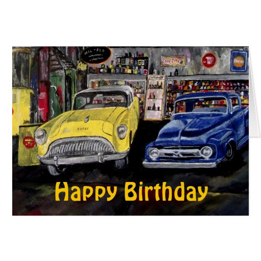 Happy Birthday Classic Car Card Zazzle 