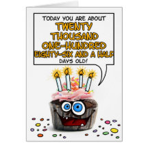Happy Birthday Cupcake - 55 years old Card
