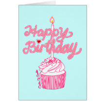 Happy Birthday Cupcake Doodle Art Card