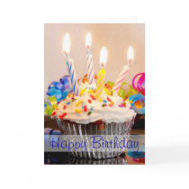 Happy Birthday Cupcake with Candles Cards