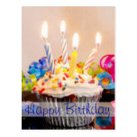 Happy Birthday Cupcake with Candles Post Card
