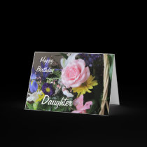 Happy Birthday Daughter-Pink Rose Bouquet cards