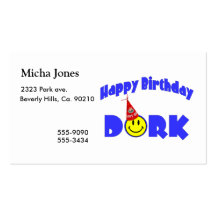Happy Birthday Dork Party Hat Business Card