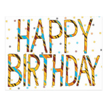 Happy Birthday Dots 'n' Stripes Postcard