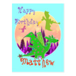Happy Birthday Dragon Postcard with Name