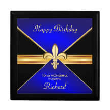 Happy Birthday Fleur-de-Lis Mens Custom Gift Box