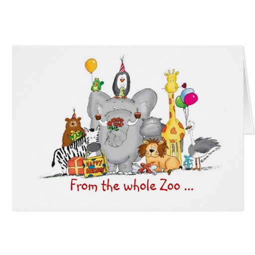 Happy Birthday from Group - Cute Zoo Animals | Zazzle