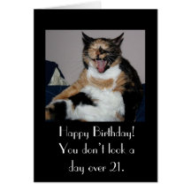 Happy Birthday Laughing Cat Greeting Card