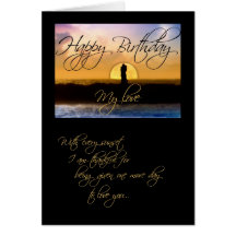 Happy Birthday My Love Sunset Couple Greeting Cards