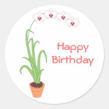 Happy Birthday Orchid Stickers