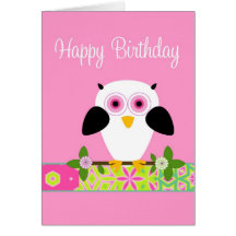 Happy Birthday Owl on a String Greeting Card