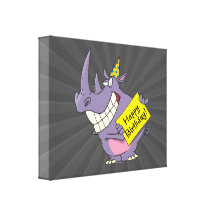 happy birthday party rhino cartoon gallery wrap canvas