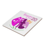 Happy Birthday pink letters tile