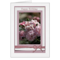 Happy Birthday -  Pink Roses With A Bow cards