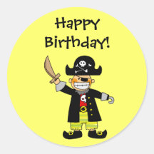 Happy Birthday! (pirate) Round Stickers