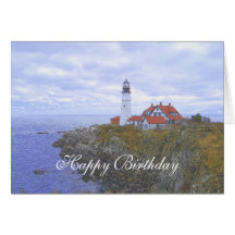 Happy Birthday, Portland Head Light House Art Greeting Card