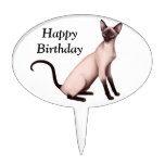 Happy Birthday Siamese Cat Customisable Cake Pick