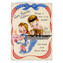 Happy Birthday Soldier Vintage Card