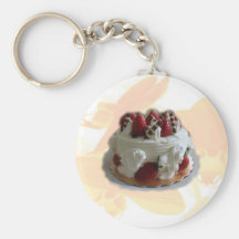 happy birthday strawberry, chocolate cake keychain