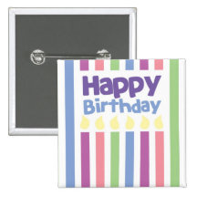 Happy Birthday stripey card Pinback Buttons