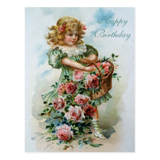 Printable Victorian Birthday Cards | happy birthday victorian post card pink roses zazzle Printable Victorian Birthday Cards | happy birthday victorian post card pink roses zazzle