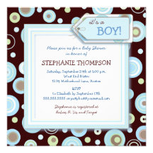 Happy Blue Dots Boy Baby Shower Invitation