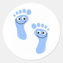 Happy Blue Feet Round Stickers