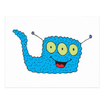 happy blue goofy monster post cards